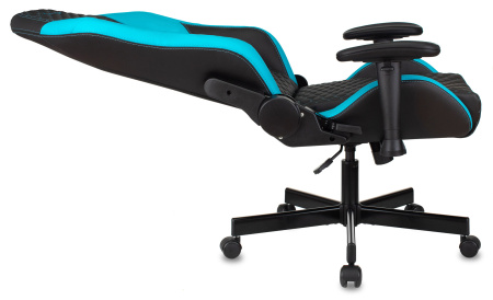 Кресло игровое Knight Neon черный/голубой соты эко.кожа с подголов. крестов. металл