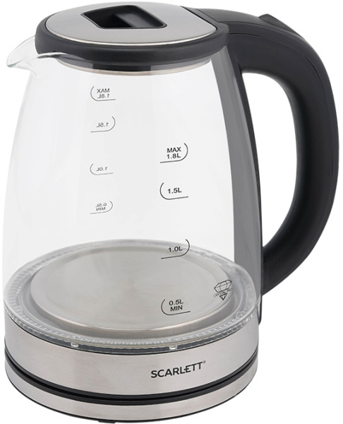Чайник Scarlett SC-EK27G30 1.8л. 1800Вт сталь/черный (стекло/пластик)