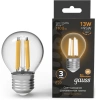 Лампа филам. Gauss Filament 13Вт цок.:E27 шар 220B св.свеч.бел.теп. (упак.:10шт) (105802113)