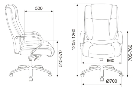 Кресло руководителя Бюрократ T-9925SL черный кожа крестов. металл хром