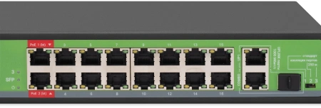 Коммутатор Digma DSP216F-1G-1C-R300 16x100Мбит/с 1x1Гбит/с 1xКомбо(1000BASE-T/SFP) 16PoE 16PoE+ 2PoE