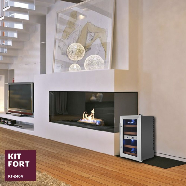 Винный шкаф Kitfort КТ-2404 нержавеющая сталь (двухкамерный)