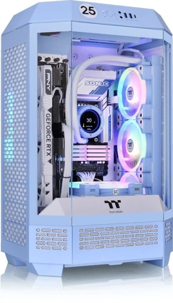 Корпус Thermaltake The Tower 300 Hydrangea голубой без БП miniITX 7x120mm 5x140mm 2xUSB3.0 audio bot