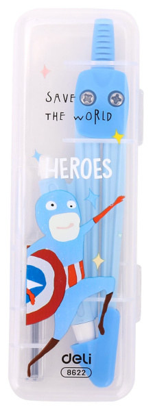 Циркуль Deli E8622 корпус ассорти пластик