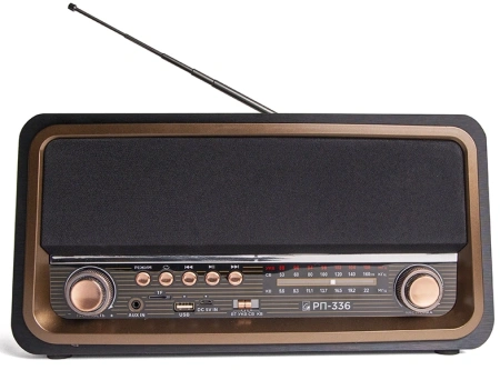 Радиоприемник портативный Сигнал БЗРП РП-336 черный/коричневый USB microSD