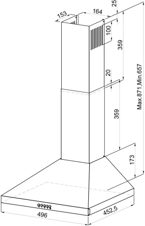 Вытяжка каминная Lex BRIZ 500 белый управление: кнопочное (1 мотор)