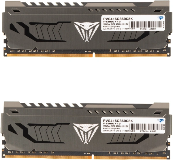 Память DDR4 2x8Gb 3600MHz Patriot PVS416G360C8K Viper Steel RTL Gaming PC4-28800 CL18 DIMM 288-pin 1.35В single rank с радиатором Ret