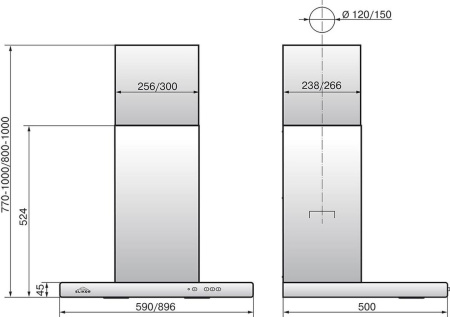 Вытяжка каминная Elikor Квадра 90Н-650-К3Д нержавеющая сталь управление: кнопочное (1 мотор)