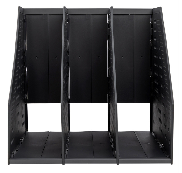 Лоток вертикальный Deli 78995DK-GREY 3отд. складной для бумаг A4 250х256х243мм темно-серый пластик