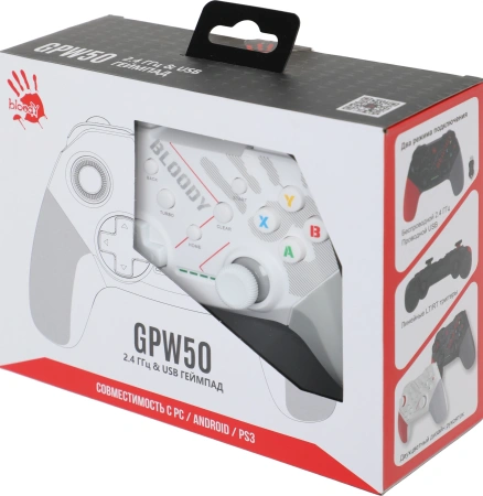 Геймпад A4Tech Bloody GPW50 Sports белый USB Беспроводной виброотдача обратная связь (GPW50 SPORTS WHITE)