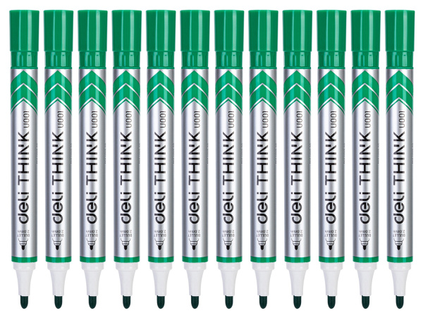 Маркер для досок Deli EU00150 Think круглый пиш. наконечник 2мм зеленый