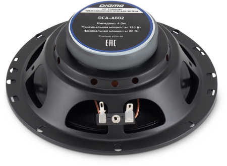 Колонки автомобильные Digma DCA-A602 (без решетки) 160Вт 90дБ 4Ом 16.5см (6 1/2дюйм) (ком.:2кол.) коаксиальные двухполосные