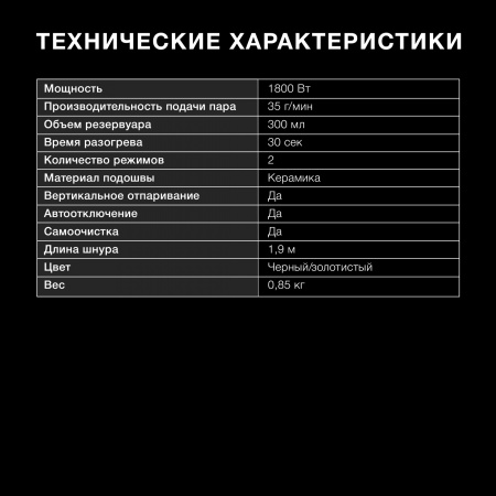 Отпариватель ручной Hyundai H-HS01820 1800Вт черный/золотистый