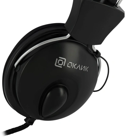 Наушники с микрофоном Оклик HS-M200 черный 1.8м накладные оголовье (1532011)