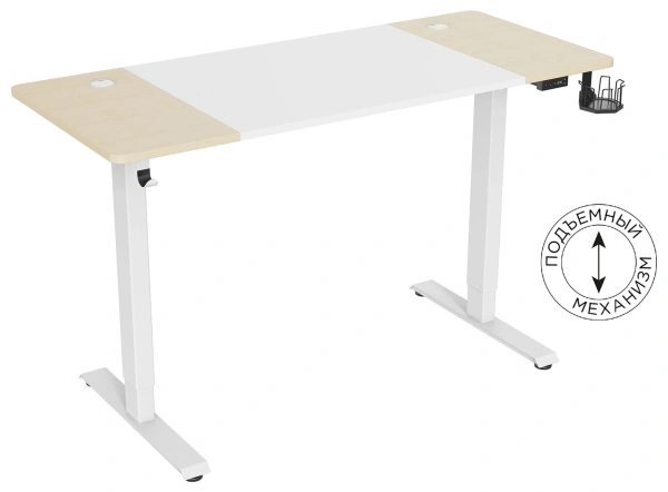 Стол для компьютера Cactus CS-EDL-BAWD столешница МДФ белый дуб молочный каркас белый (CS-EDL-WWD)