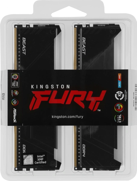 Память DDR4 2x16GB 3200MHz Kingston KF432C16BB12AK2/32 Fury Beast RGB RTL Gaming PC4-25600 CL16 DIMM