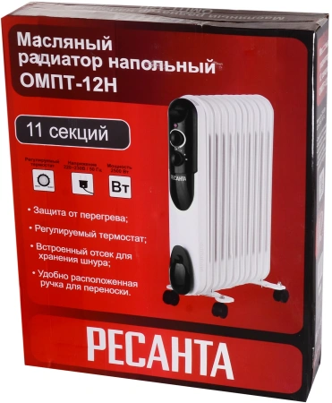 Радиатор масляный Ресанта ОМПТ-12Н 2500Вт белый