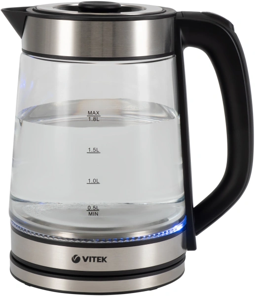 Чайник электрический Vitek VT-1179 1.7л. 2200Вт серебристый корпус: стекло/металл