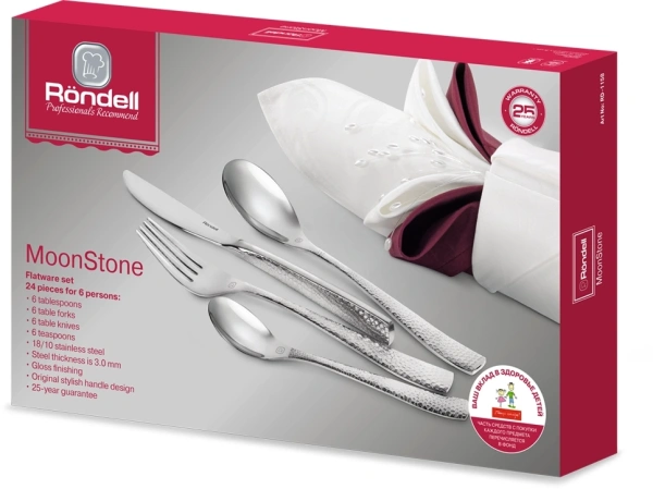 Набор столовых приборов Rondell Moonstone RD-1158 набор из 24предм. стальной