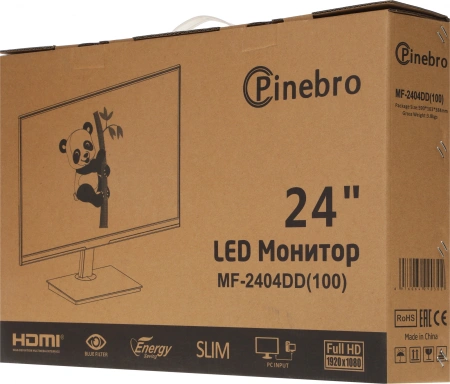 Монитор Pinebro 23.8" MF-2404DD(100) черный IPS LED 4ms 16:9 DVI HDMI M/M матовая 300cd 178гр/178гр 1920x1080 100Hz FreeSync VGA DP FHD 2.7кг