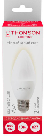 Лампа светодиодная Thomson TH-B2023 10Вт цок.:E27 свеча 220B 3000K св.свеч.бел.теп. Candle (упак.:1шт)