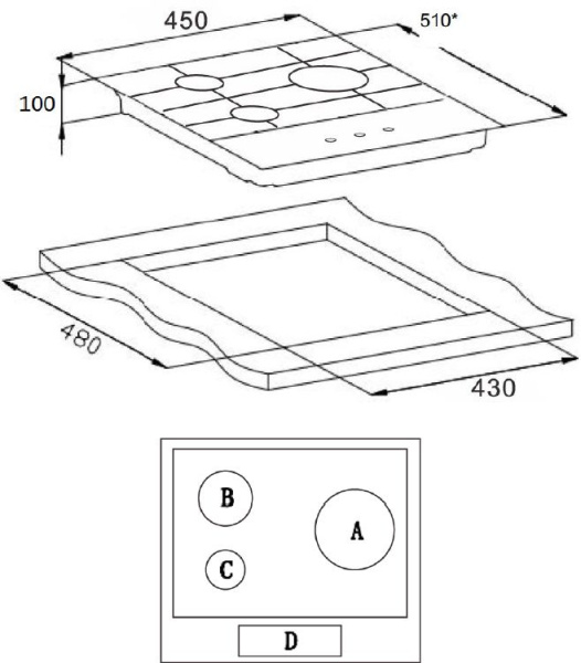 Газовая варочная поверхность Weissgauff HGG 431 XR нержавеющая сталь