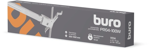 Кронштейн для проектора Buro PR04-100W бел потолочный поворот и наклон мин 60 макс 100см макс.20кг
