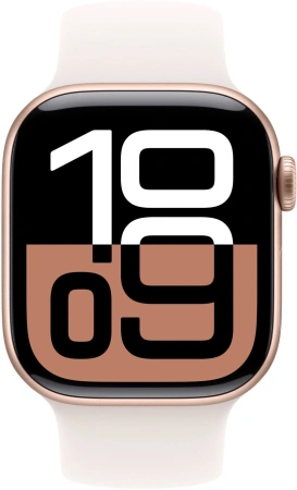 Смарт-часы Apple Watch Series 10 A2997 42мм OLED корп.розовое золото Sport Band рем.белый разм.брасл.:150-200мм (MWWJ3LW/A)