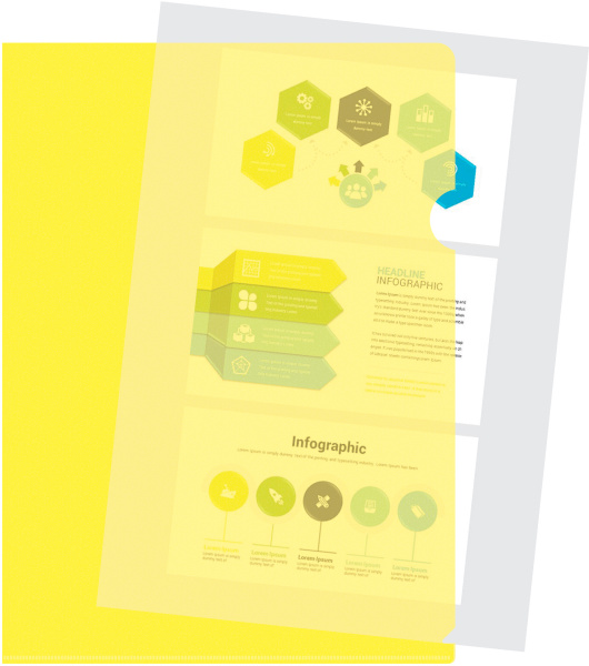 Папка-уголок Бюрократ Double Neon DNECYEL A4 пластик 0.18мм желтый