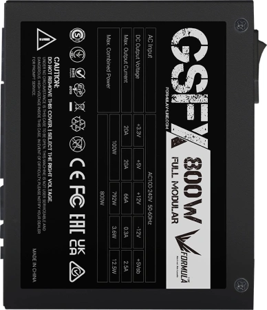 Блок питания Formula SFX 800W GSFX-800W 80+ gold (20+4pin) APFC 80mm fan 5xSATA Cab Manag RTL