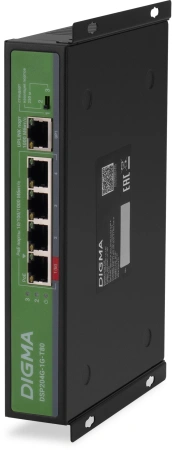 Коммутатор Digma DSP204G-1G-T80 5x1Гбит/с 4PoE 4PoE+ 1PoE++ 80W неуправляемый