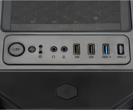 Корпус Оклик OCC-MD302 черный без БП ATX 6x120mm 2xUSB2.0 1xUSB3.0 audio bott PSU
