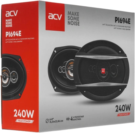 Колонки автомобильные ACV PI-694E 240Вт 88дБ 4Ом 15x23см (6x9дюйм) (ком.:2кол.) коаксиальные четырехполосные