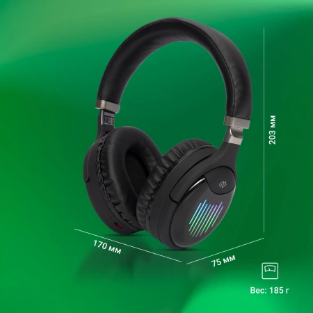 Гарнитура накладные Digma BT-16 черный беспроводные bluetooth оголовье (BT-16B)