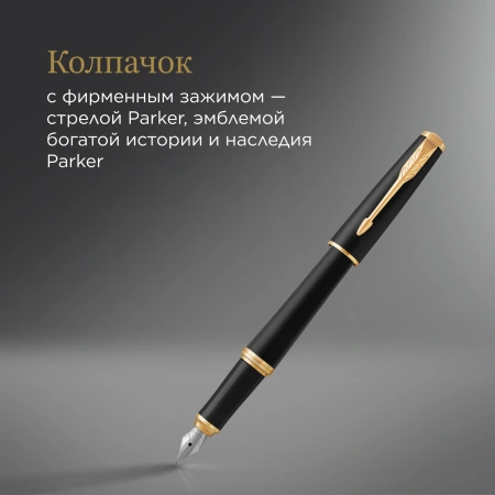 Ручка перьев. Parker Urban Core F309 (CW1931593) Muted Black GT F сталь нержавеющая подар.кор.