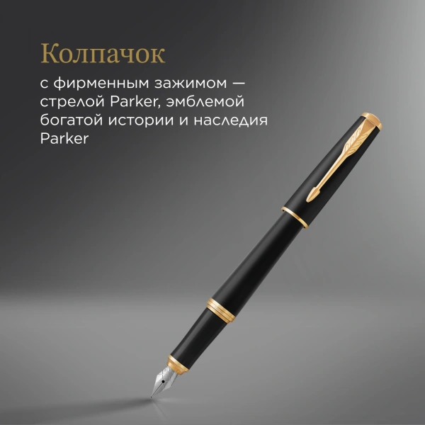 Ручка перьев. Parker Urban Core F309 (CW1931593) Muted Black GT F сталь нержавеющая подар.кор.