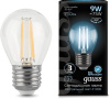 Лампа филам. Gauss Filament 9Вт цок.:E27 шар 220B 4100K св.свеч.бел.нейт. P45 (упак.:1шт) (105802209)