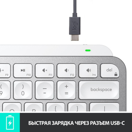 Клавиатура Logitech MX Keys Mini серебристый/белый USB беспроводная BT/Radio LED