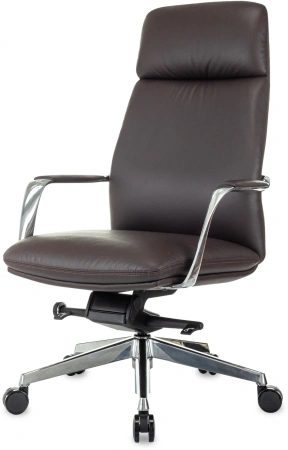Кресло руководителя Бюрократ _VEGA коричневый кожа крестов. алюминий