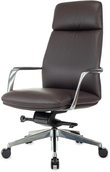 Кресло руководителя Бюрократ _VEGA коричневый кожа крестов. алюминий