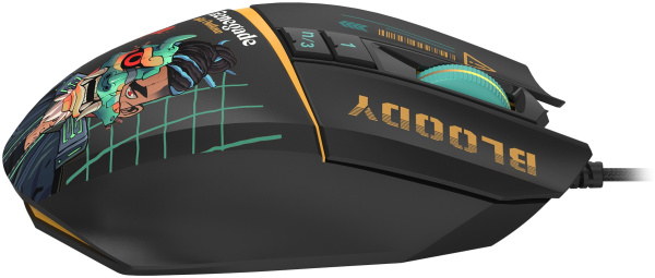 Мышь A4Tech Bloody W63 Max Renegade черный/рисунок оптическая (120000dpi) USB
