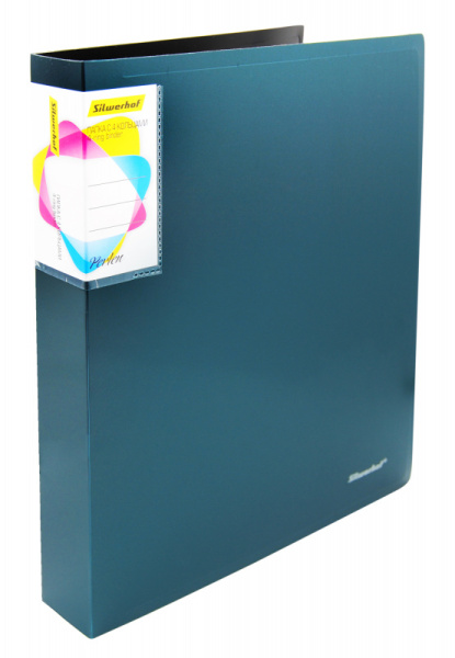 Папка на 4-х кольцах Silwerhof Perlen 271958-75 A4 1мм кор.38мм внутр. с вставкой зеленый металлик