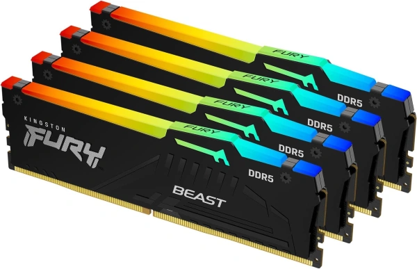 Память DDR5 4x32GB 5600MHz Kingston KF556C40BBAK4-128 Fury Beast Black RGB RTL Gaming PC5-44800 CL40