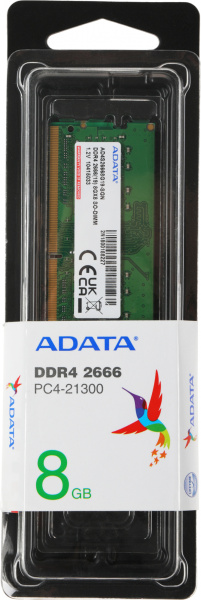 Память DDR4 8Gb 2666MHz A-Data AD4S26668G19-SGN RTL PC4-21300 CL19 SO-DIMM 260-pin 1.2В dual rank Ret