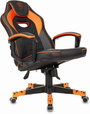 Кресло игровое Zombie GAME 16 черный/оранжевый текстиль/эко.кожа крестов. пластик
