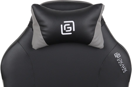 Кресло игровое Оклик Spirit черный/серый ПВХ/полиуретан с подголов. крестов. пластик черный