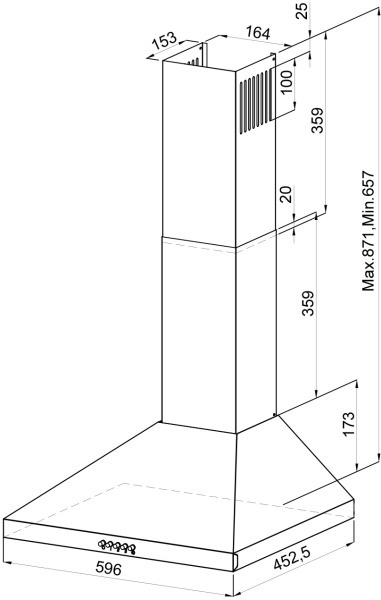 Вытяжка каминная Lex BRIZ 600 черный управление: кнопочное (1 мотор)