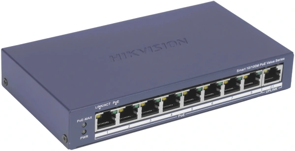 Коммутатор Hikvision DS-3E1309P-EI/M 8x100Мбит/с 1x1Гбит/с 8PoE+ 110W управляемый