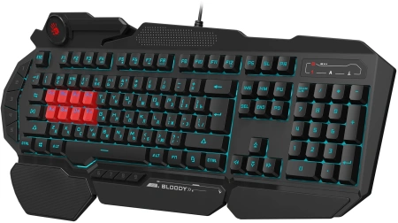 Клавиатура A4Tech Bloody B318 черный USB Multimedia for gamer LED (подставка для запястий)