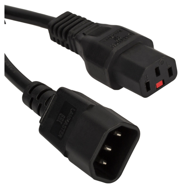 Кабель Lanmaster LAN-PP13L/14-1.0-BK C13-С14 проводник.:3x0.75мм2 1м 220В (упак.:1шт) черный